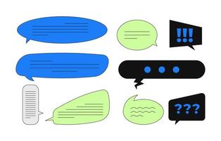 Assorted chat bubbles for messaging UI 2D cartoon objects set. Conversation, feedback, digital communication, texting isolated elements flat clip arts on white. Spot illustrations collection vector