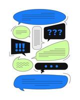 Online discussion chat bubbles 2D onboarding ui illustration. Digital communication. Forum comments. Feedback review messaging cartoon concept isolated on white. Flat abstract metaphor vector