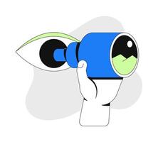 Vision through telescope 2D onboarding ui illustration. Looking forward. Visionary insight. Planning future. Strategic observation cartoon concept isolated on white. Flat abstract metaphor vector