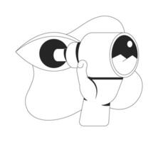 Vision through telescope line onboarding ui illustration. Looking forward. Visionary insight. Planning future. Strategic observation outline 2D concept isolated. Ink linear metaphor art vector