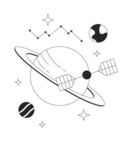 Space communication and data satellite line onboarding ui illustration. Planetary orbit. Planet, constellation, stars. Cosmos astronomy outline 2D concept isolated. Ink linear metaphor art vector