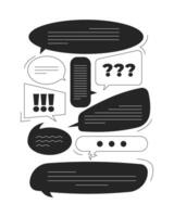Online discussion chat bubbles line onboarding ui illustration. Digital communication. Forum comments. Feedback review messaging outline 2D concept isolated. Ink linear metaphor art vector