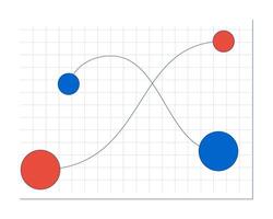 Bubble chart with crossing paths 2D cartoon object. Strategic data flows intersecting. Business analytics. Data visualization isolated element flat clip art on white. Spot illustration vector