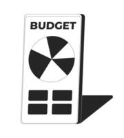 Budgeting app interface on smartphone screen 2D line object. Pie chart and financial category blocks on mobile phone isolated clipart ink outline item. Monochrome spot illustration vector