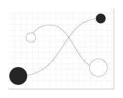 Bubble chart with crossing paths 2D line object. Strategic data flows intersecting. Business analytics. Data visualization isolated clipart ink outline item. Monochrome spot illustration vector