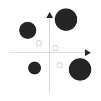 Bubble chart with axis 2D line object. Scattered plot infographic. Business metrics. Analytics graph. Data visualization isolated clipart ink outline item. Monochrome spot illustration vector