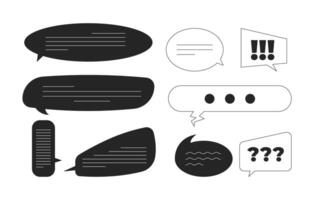Assorted chat bubbles for messaging UI 2D line objects set. Conversation, feedback, digital communication, texting isolated cliparts ink outline items. Monochrome spot illustrations collection vector