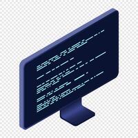 Isometric monitor. Computer monitor isometric desktop. Modern monitor. Isometric vector
