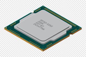Isometric processor. Central processing unit. Computer hardware components. Semiconductor technology concept. illustration vector