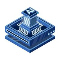 Isometric artificial intelligence chip concept. Artificial intelligence concept. Futuristic microchip processor. vector
