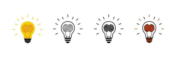 Icon a Brain inside light bulb. vector