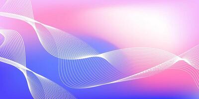 Abstract blue and pink gradient background with shining lines waves. vector