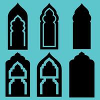 Islamic Windows Arch Silhouettes of Moorish Design vector