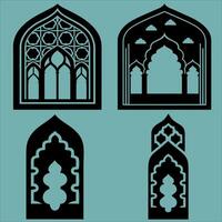Islamic Outline Window Arches Set Mughal Moorish vector