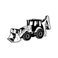 black and white excavator backhoe image illustration vector