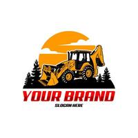 backhoe loader logo concept template vector