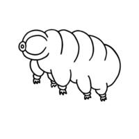 Tardigrade Microscopic animal on isolated background. Hand drawn sketch with water bears. illustration in line art style for sign, print, paper, card, design element. Aquatic organism, biology vector