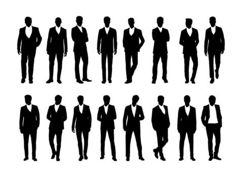 man pose set collection image silhouettes vector