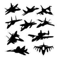 military jet fighter image collection silhouette vector