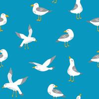 cute kids pattern seagulls seamless fabric pattern design vector