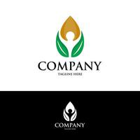 wellness combination natural leaf logo design vector