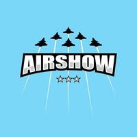 logo airshow military fighter jet in the sky vector