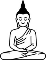 black and white flat icon of Buddha statue vector
