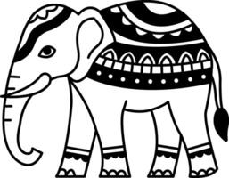 black and white single icon of Thai elephant vector