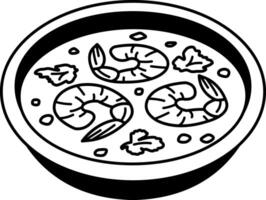black and white icon of tom yum kung vector