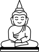 black and white icon of Buddha statue vector