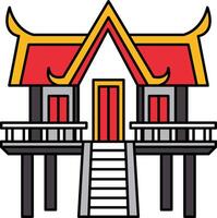 single icon of Thai temple monk hut vector