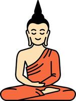 flat icon of Buddha statue vector