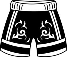 black and white icon of a Muay Thai boxing shorts vector