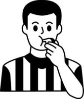 black and white icon of The boxing referee blowing the whistle vector