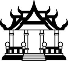 black and white icon of temple pavilion vector