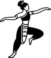 black and white illustration icon of Thai dancer vector