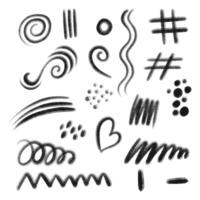 Collection of hand drawn abstract stroke and scribbles pencil for creative backgrounds, textures, or artistic compositions. vector