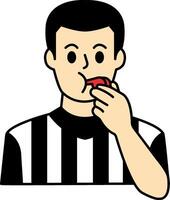 The boxing referee blowing the whistle vector