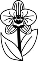black and white single icon of Thai orchid vector
