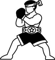 black and white illustration of Muay Thai boxing guard vector