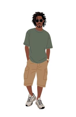 Stylish Black man in casual street wear isolated