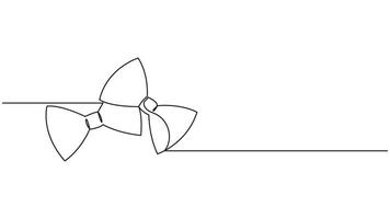 Single line drawing of a decorative bow, continuous line art illustration vector