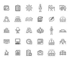 Office Work and Team Collaboration Icons Set vector