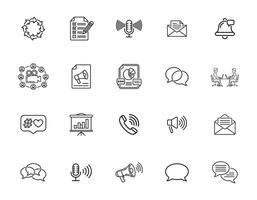 Professional Communication Line Icons vector