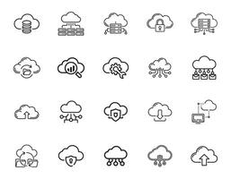 Modern Cloud Technology and Hosting Icons vector