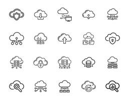 Minimalist Cloud Infrastructure Icons Collection vector
