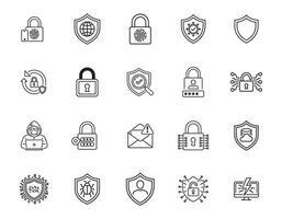 Information Security and Digital Safety Icons Set vector