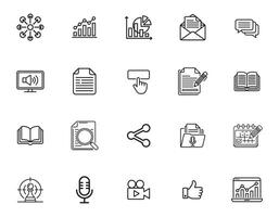 20 Content Marketing Icons Set for Creative Projects vector