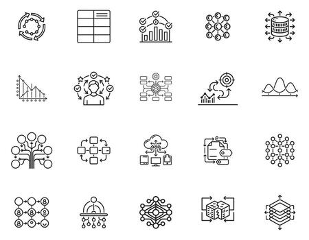 profundo aprendizaje y neural red íconos conjunto vector