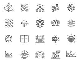 Artificial Intelligence and Data Science Icons Collection vector